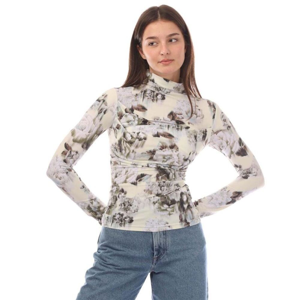 Off White Womens/Ladies Chine Sec Skin Slim Top / Gray